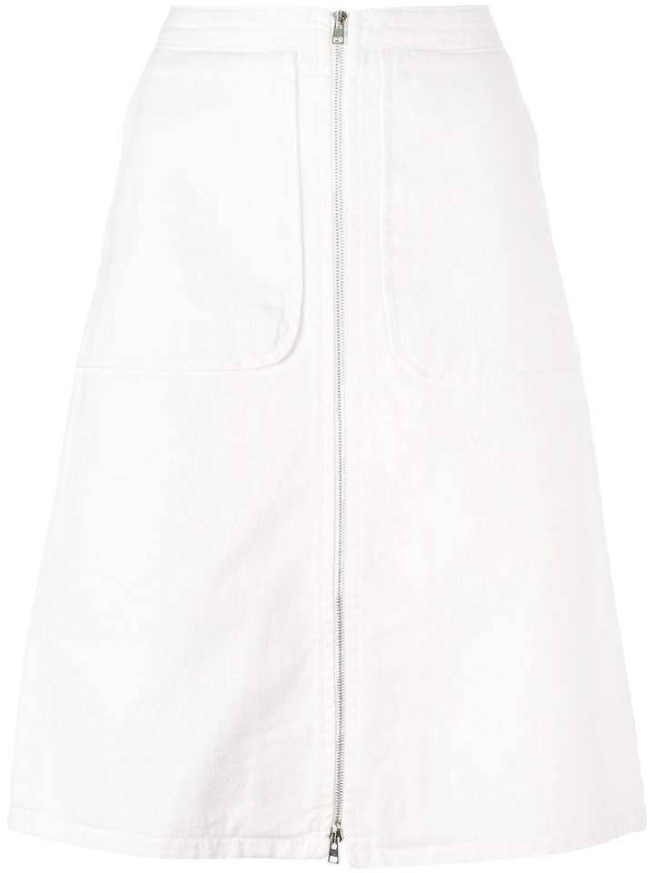 Vanessa Bruno - Zip Front A-line Skirt - Women - Cotton/spandex/elastane - 40, White, Cotton/spandex/elastane