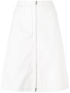 Vanessa Bruno - Zip Front A-line Skirt - Women - Cotton/spandex/elastane - 40, White, Cotton/spandex/elastane