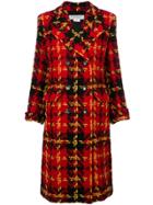 Yves Saint Laurent Vintage Double-breasted Plaid Coat - Red