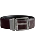 Burberry Reversible Embossed Check Leather Belt - Brown