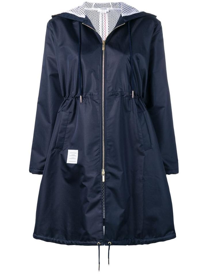Thom Browne Center Back Long Hooded Navy Parka - Blue
