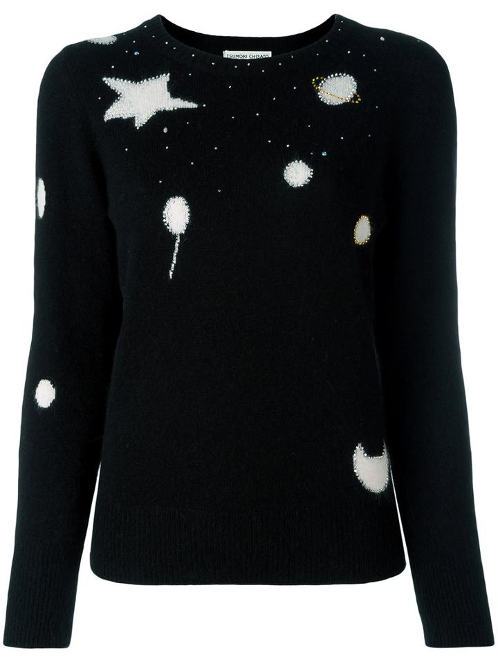 Tsumori Chisato - Moon And Star Print Top - Women - Wool - 2, Women's, Black, Wool