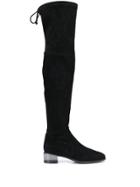 Stuart Weitzman Textured Thigh Length Boots - Black