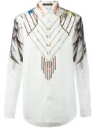 Roberto Cavalli Wing Printed Shirt, Men's, Size: 42, White, Cotton