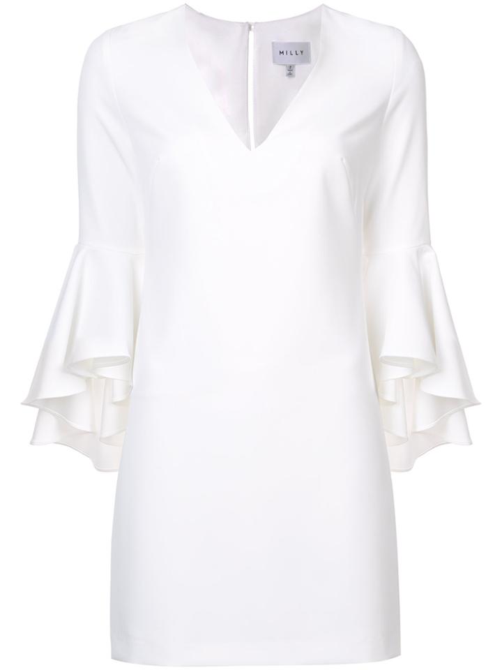 Milly Frill Sleeve Dress - White