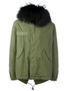 Mr & Mrs Italy Fur Trimmed Parka, Men's, Size: Large, Green, Cotton/lamb Skin/acrylic/racoon Fur