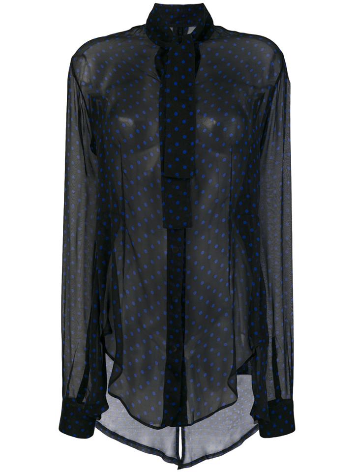 Unravel Project Polka Dot Sheer Tux Shirt - Black