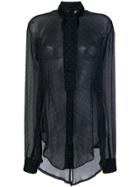 Unravel Project Polka Dot Sheer Tux Shirt - Black