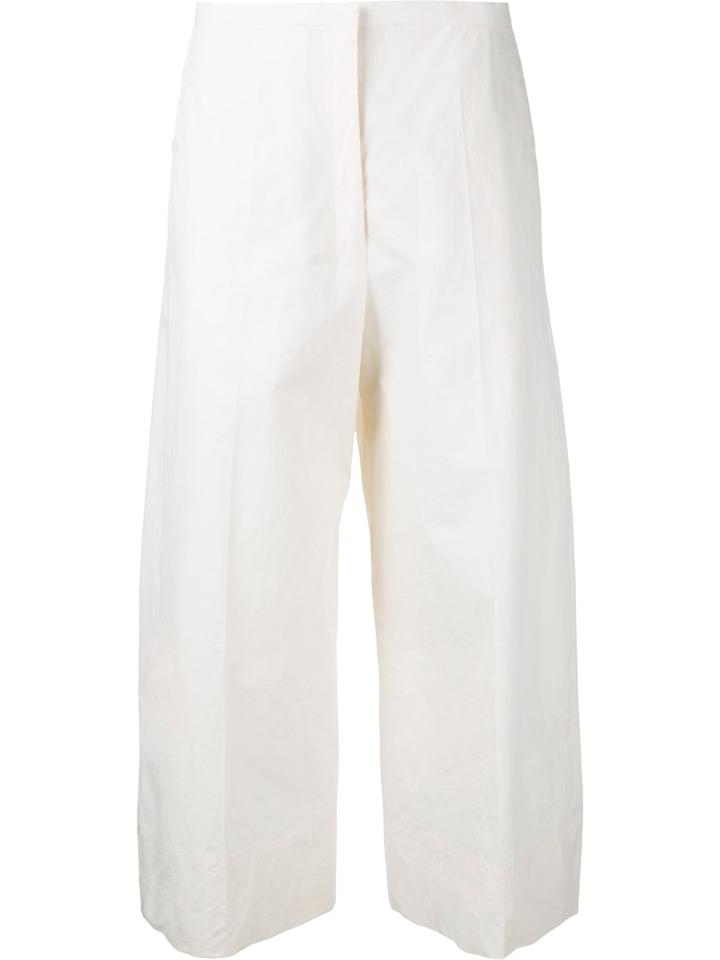 Lemaire - Cropped Wide-leg Trousers - Women - Cotton - 38, Nude/neutrals, Cotton
