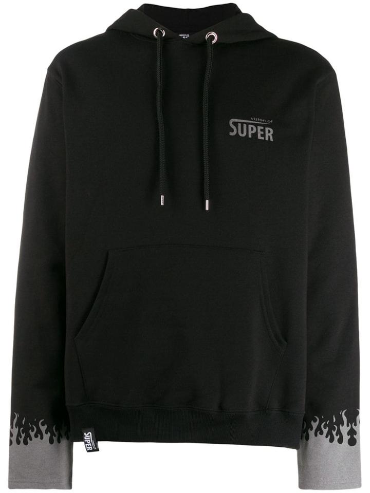 Vision Of Super Flame Print Hoodie - Black