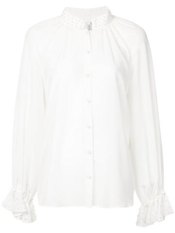 Copurs Pearled Mandarin Collar Shirt - White