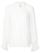 Copurs Pearled Mandarin Collar Shirt - White