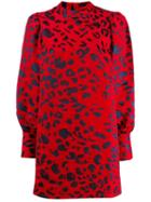 Andamane Leopard Print Mini Dress - Red