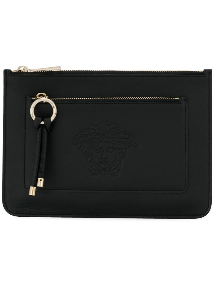 Versace Embossed Medusa Clutch - Black