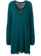 Twin-set Lace Insert Sweater Dress - Green