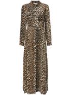 Ganni Leopard Print Maxi Dress - Nude & Neutrals