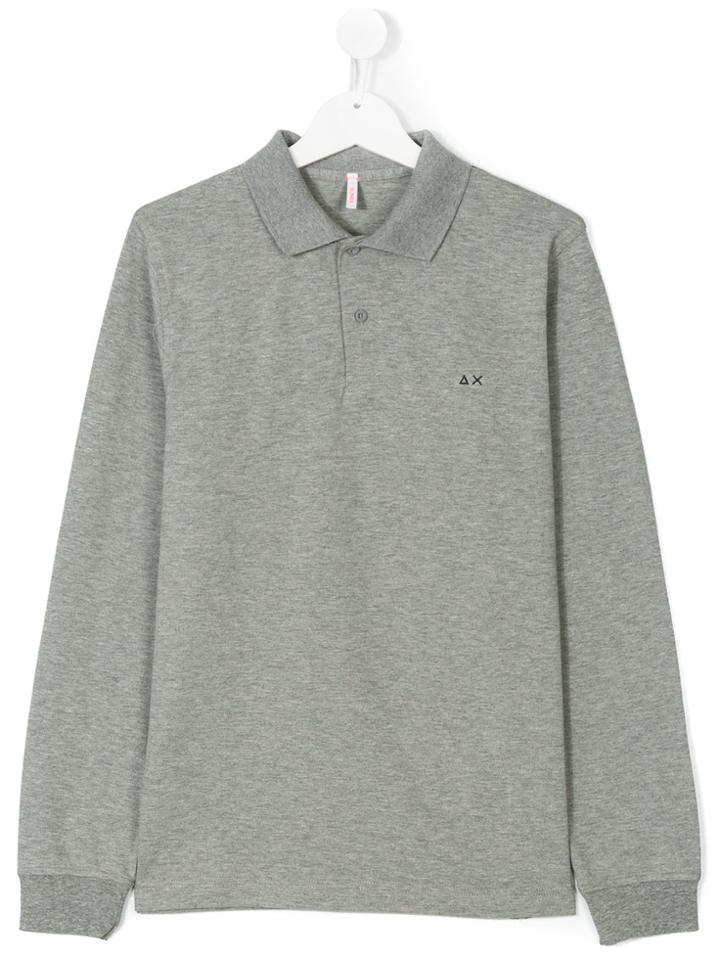 Sun 68 Logo Embroidered Polo Neck - Grey