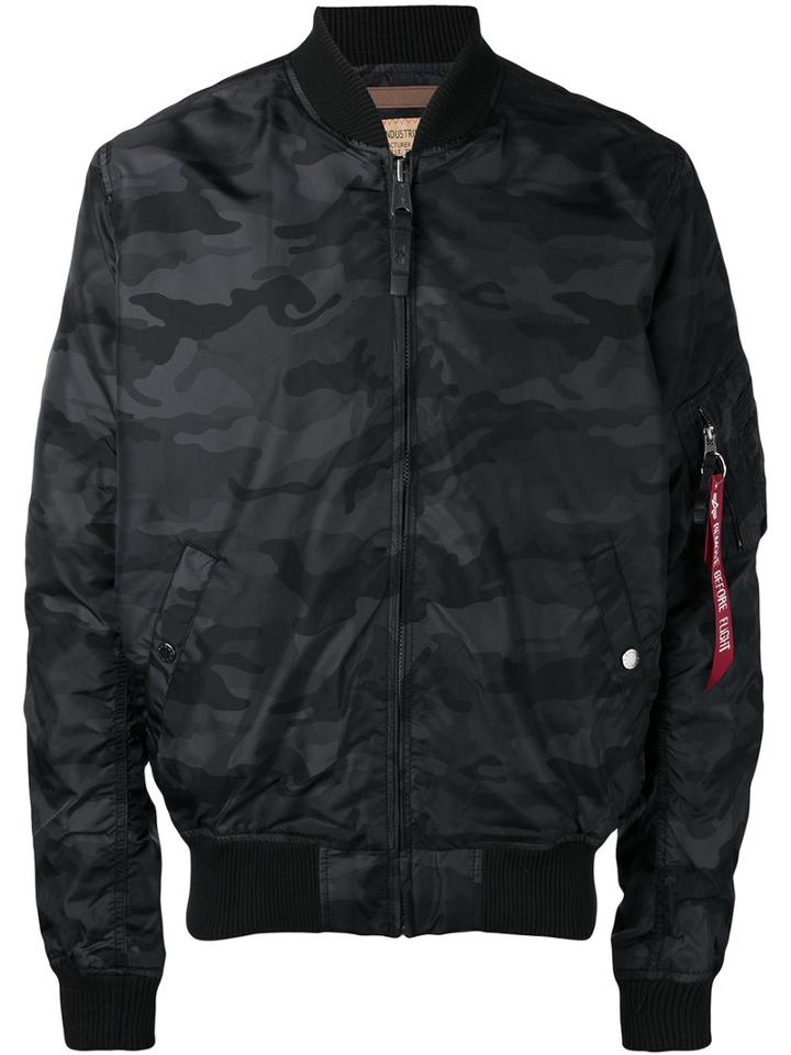 Alpha Industries - Camouflage Bomber Jacket - Men - Nylon - Xxl, Black, Nylon
