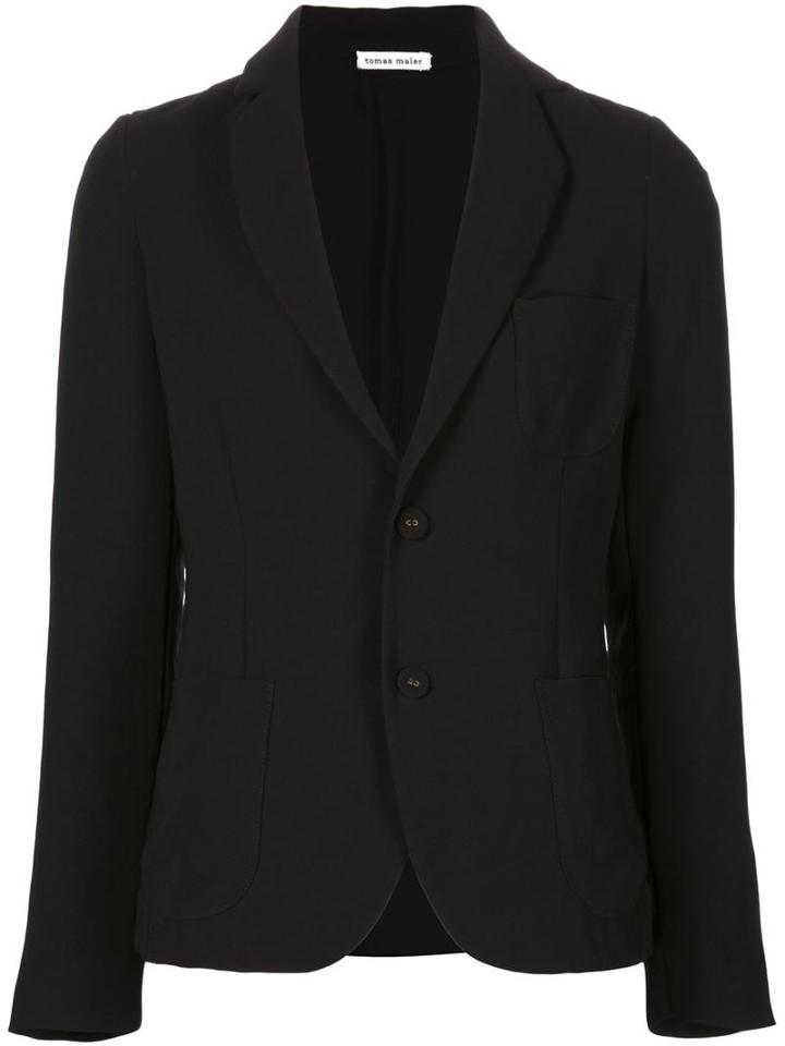 Tomas Maier Two Button Blazer, Women's, Size: 6, Black, Cotton/spandex/elastane