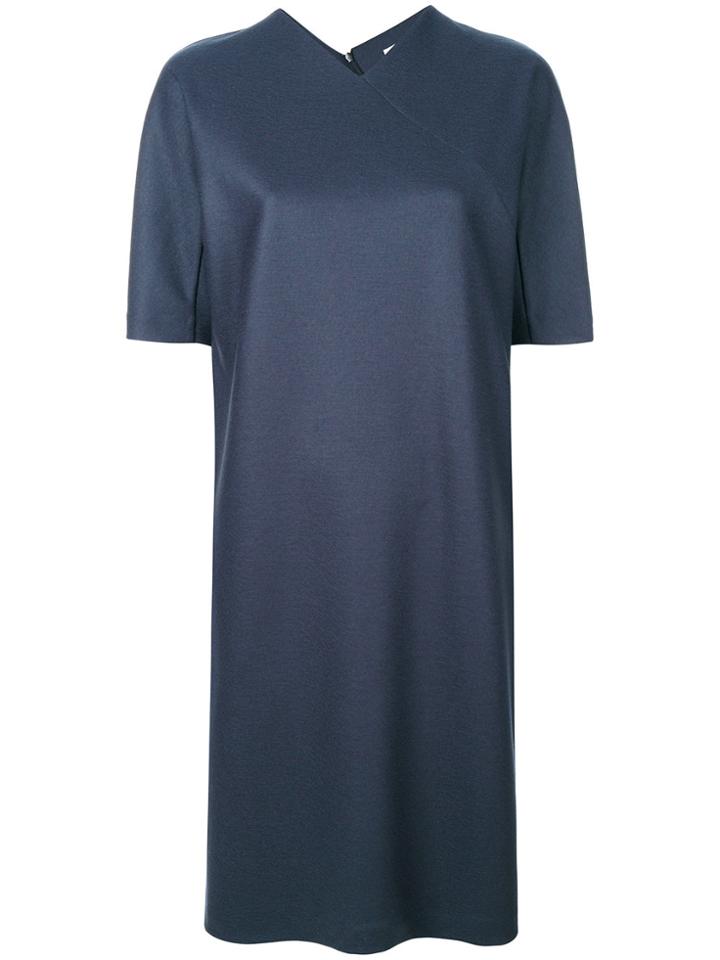 Jil Sander V-neck Shift Dress - Blue