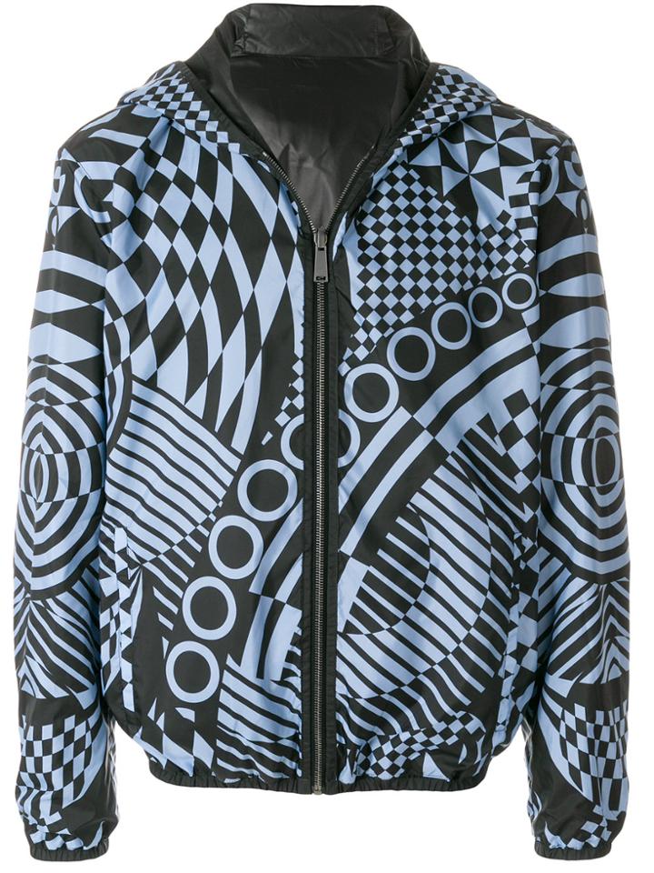 Versace Printed Hooded Bomber Jacket - Blue