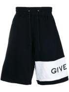 Givenchy Oversized Asymmetric Logo Track Shorts - Black