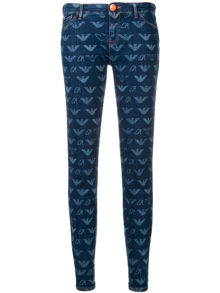 Emporio Armani Logo Print Jeans - Blue