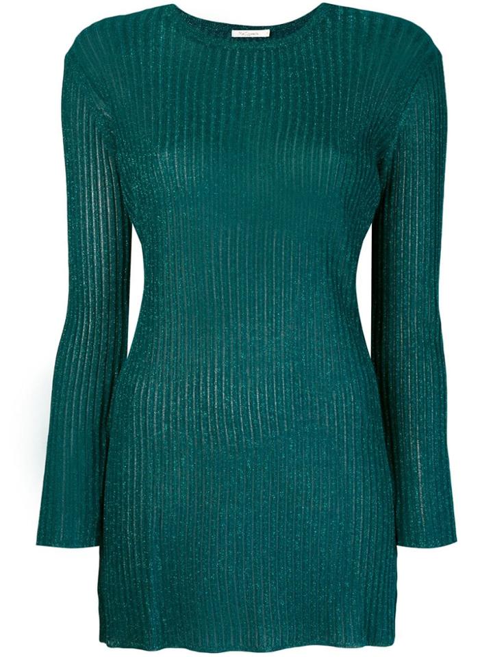 Mes Demoiselles Ribbed Knit Longline Top - Green