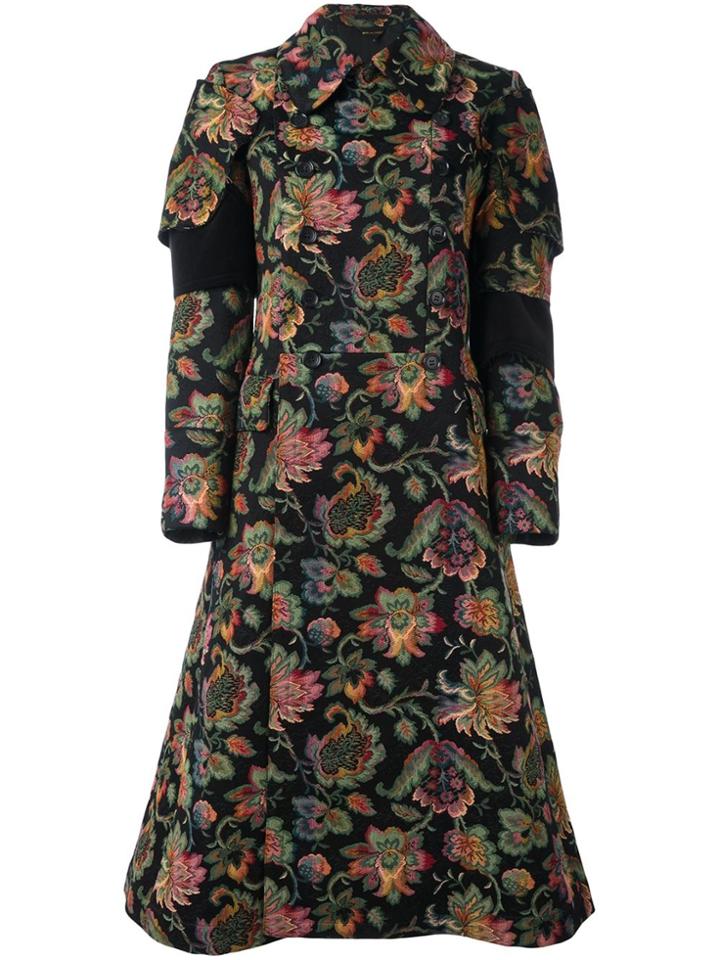 Comme Des Garçons Woven Floral Coat - Black