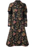 Comme Des Garçons Woven Floral Coat - Black