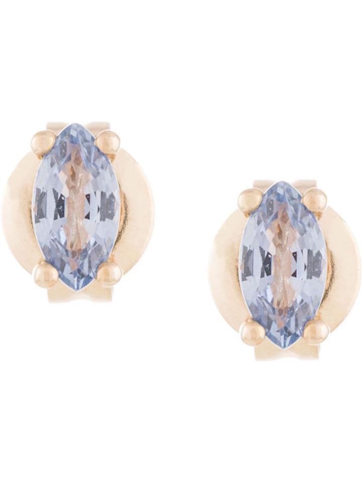 Natalie Marie 9kt Yellow Gold Marquise Sapphire Studs - Blue