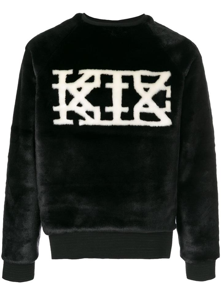 Ktz Logo Faux-fur Sweatshirt - Black