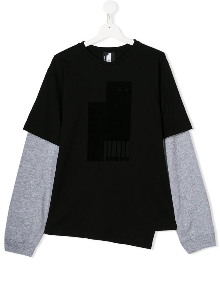 Cinzia Araia Kids Teen Layered Asymmetric-hem Sweatshirt - Black