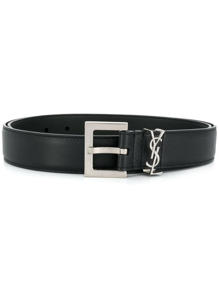 Saint Laurent Monogramme Square Buckle Belt - Black