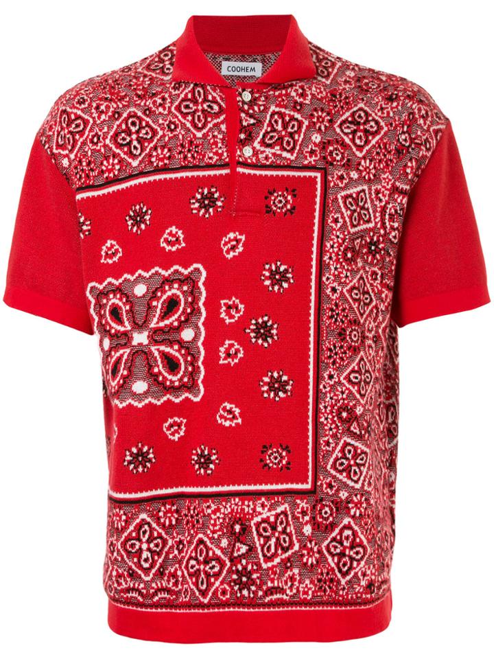Coohem Bandana Jacquardpolo Top - Red