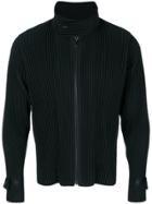 Homme Plissé Issey Miyake Mandarin Collar Ribbed Jacket - Black