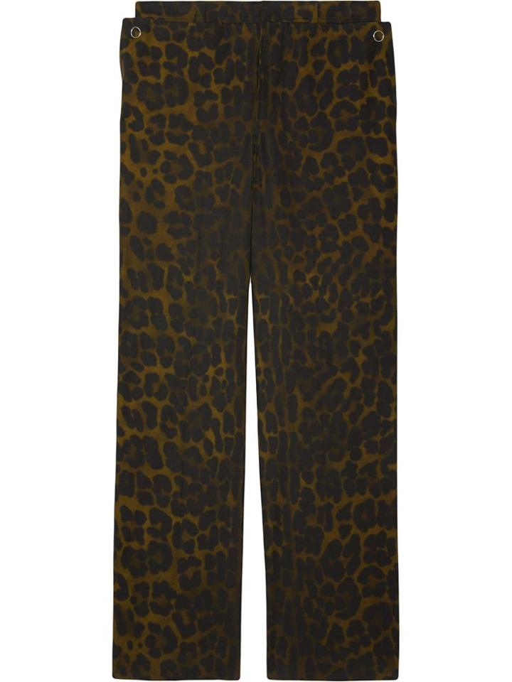 Burberry Straight-fit Leopard Print Trousers - Green