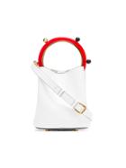 Marni White And Red Pannier Beaded Leather Shoulder Bag
