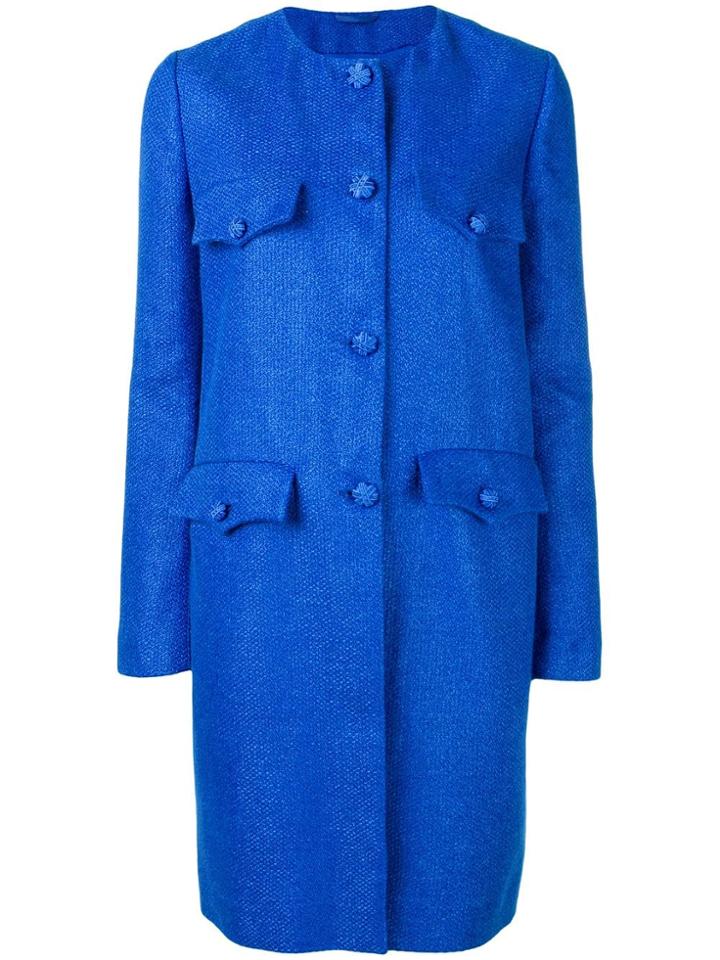Ermanno Scervino Single Breasted Midi Coat - Blue
