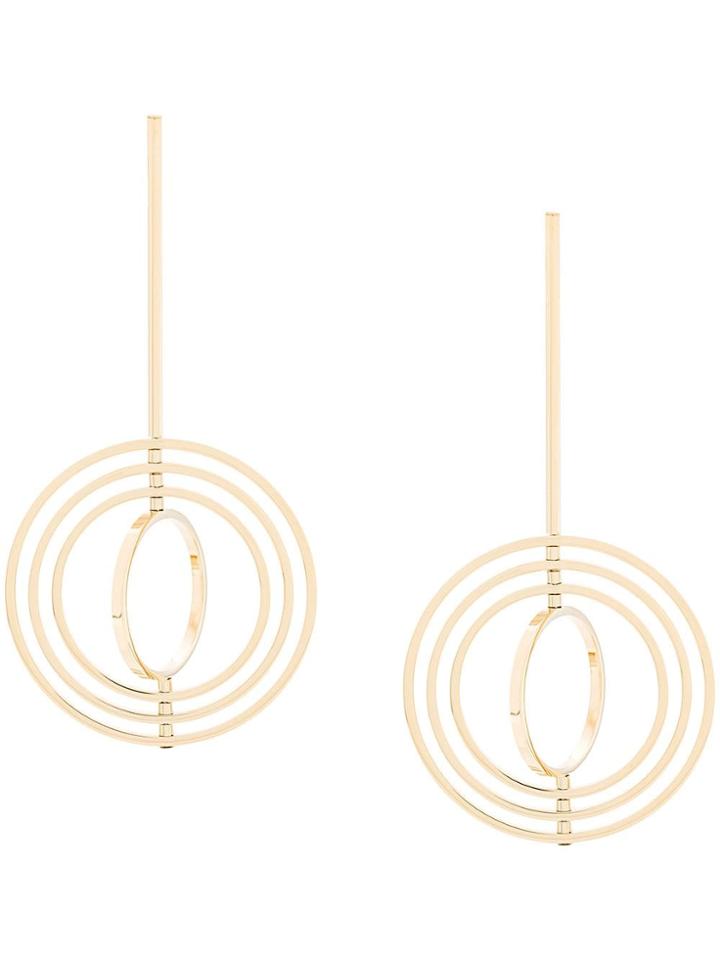 Jil Sander Three Circle Drop Earrings - Gold