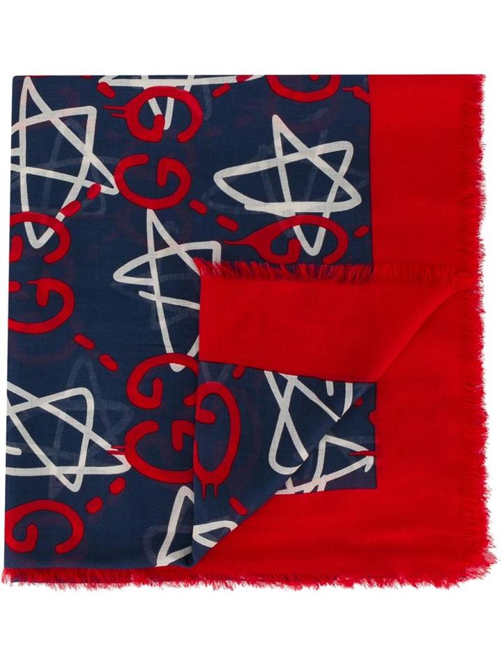Gucci Guccighost Scarf, Men's, Red, Silk/modal