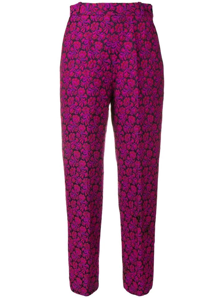 Yves Saint Laurent Vintage 1980's Floral Jacquard Trousers - Pink