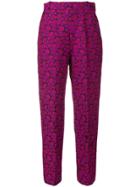 Yves Saint Laurent Vintage 1980's Floral Jacquard Trousers - Pink