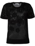 Chloé - Floral Mesh T-shirt - Women - Cotton - M, Black, Cotton