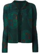 Issey Miyake Cauliflower Patterned Open Cardigan, Women's, Green, Polyester