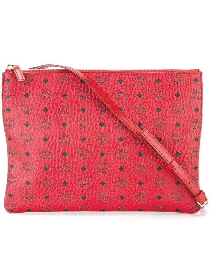 Mcm Logo Print Cross Body Bag, Women's, Red