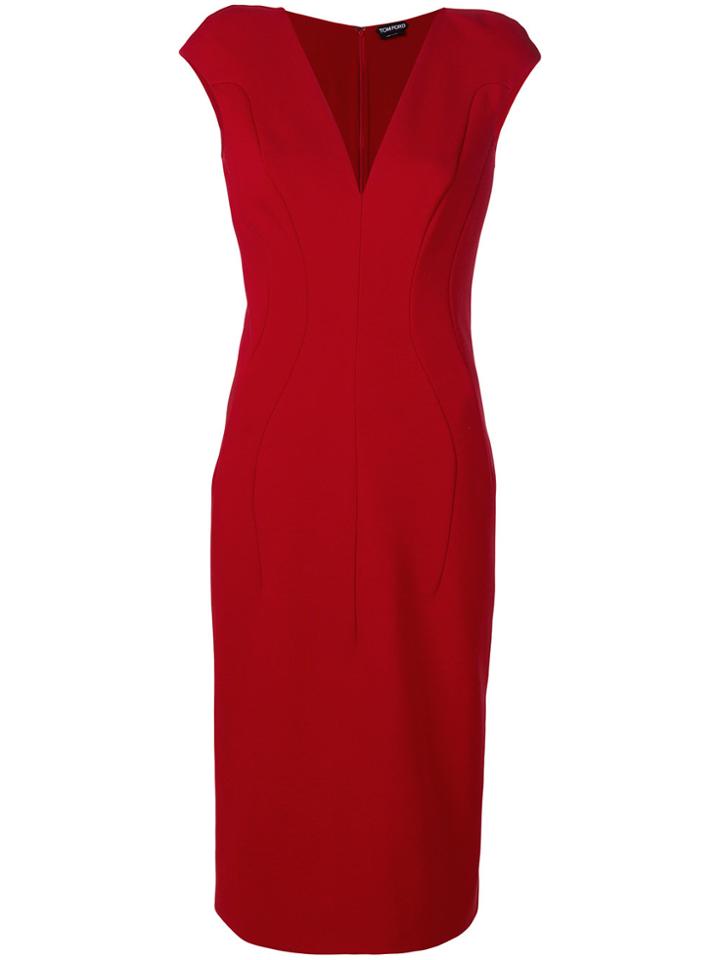 Tom Ford Fitted Panel Dress - Red