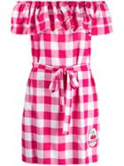Love Moschino Off-shoulder Check Print Dress - Pink
