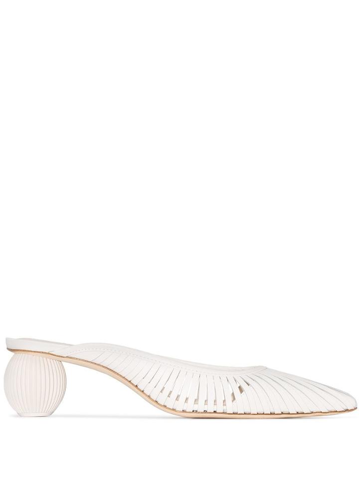Cult Gaia Alia 50 Slotted Mules - White
