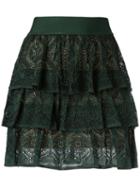 Cecilia Prado - Knit Ruffled Skirt - Women - Acrylic/viscose - M, Green, Acrylic/viscose
